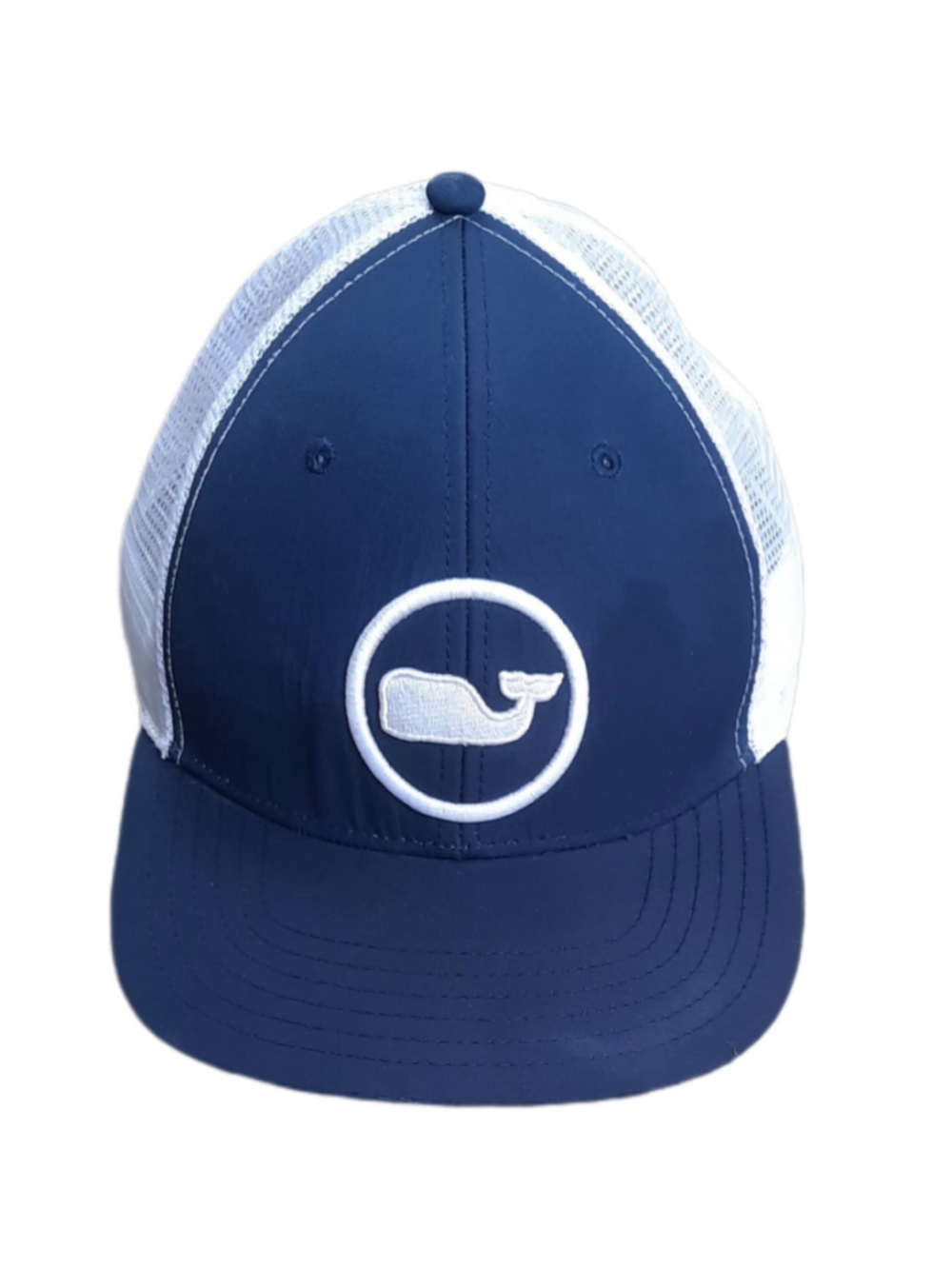 Vineyard Vines Hat Cap Snap Back Blue White Whale Logo Trucker Preppy Adjustable